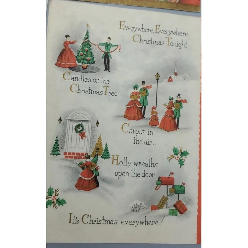 8 Old Vtg Used Christmas Card Fronts 4 Craft Victorian Carols Friend 1900 Family